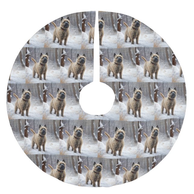 Cairn Terrier Låt det snöa jul Julgransmatta Borstad Polyester (Framsidan)