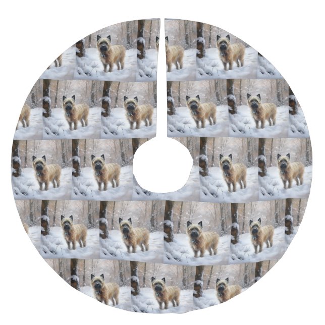 Cairn Terrier Låt det snöa jul Julgransmatta Borstad Polyester (Framsidan)