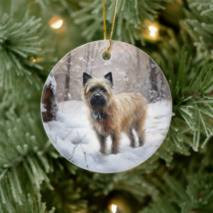 Cairn Terrier Låt det snöa Jul Julgransprydnad Keramik