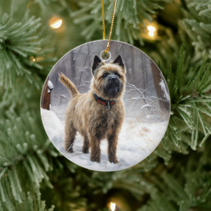 Cairn Terrier Låt det snöa jul Julgransprydnad Keramik