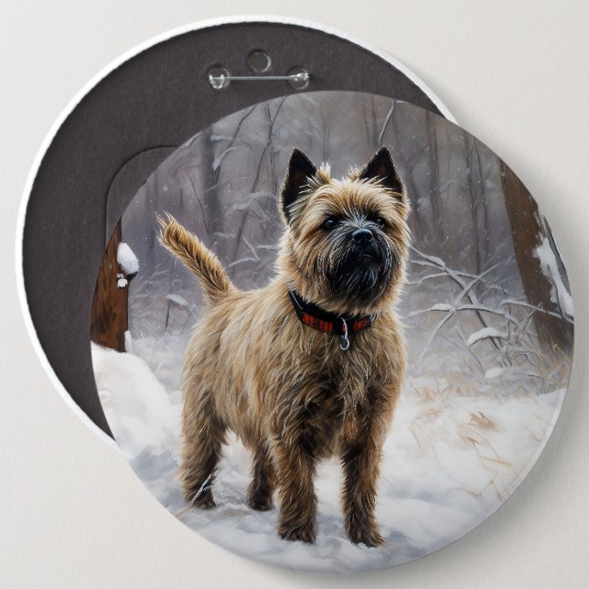 Cairn Terrier Låt det snöa jul Knapp (Framsida & baksida)