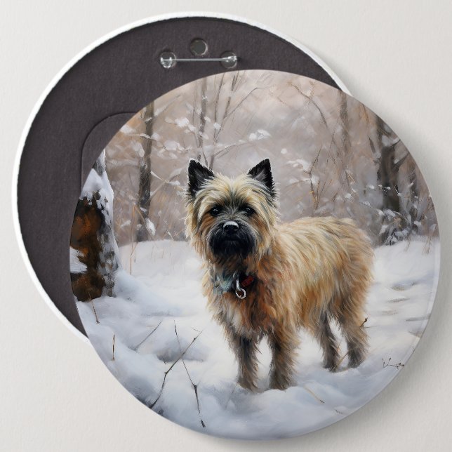 Cairn Terrier Låt det snöa jul Knapp (Framsida & baksida)