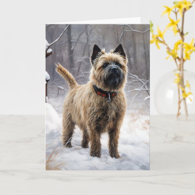 Cairn Terrier Låt det snöa jul Kort (Gul blomma)