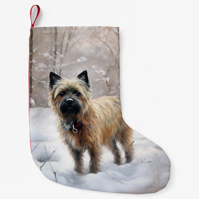 Cairn Terrier Låt det snöa jul Liten Julstrumpa (Framsidan)