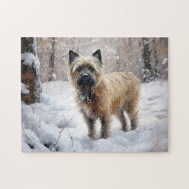 Cairn Terrier Låt det snöa jul Pussel (Horisontell)