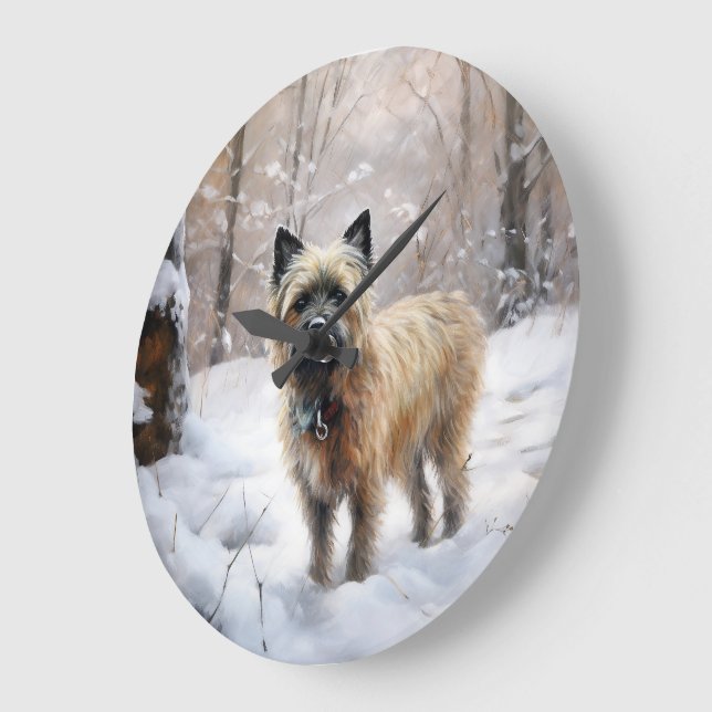 Cairn Terrier Låt det snöa jul Stor Klocka (Vinkel)