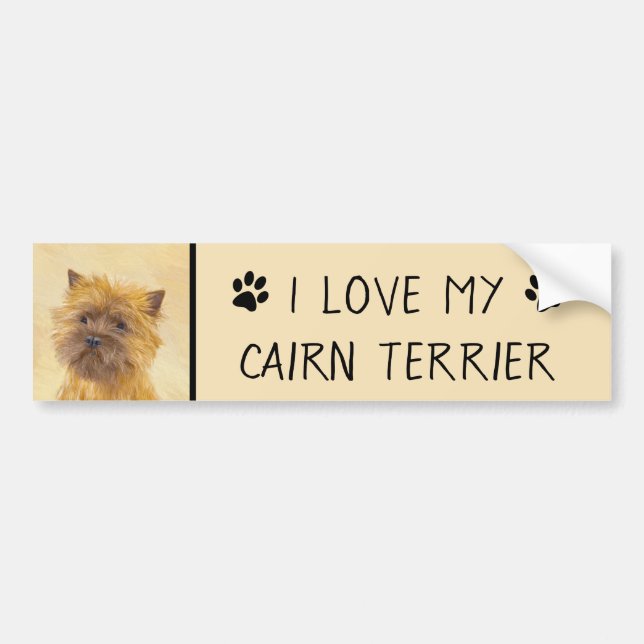 Cairn Terrier-målning - Cute Original Hund Art Bildekal (Framsidan)
