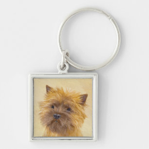 Cairn Terrier-målning - Cute Original Hund Art Fyrkantig Silverfärgad Nyckelring