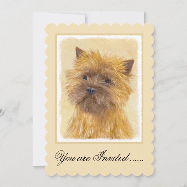 Cairn Terrier-målning - Cute Original Hund Art Inbjudningar (Framsida)