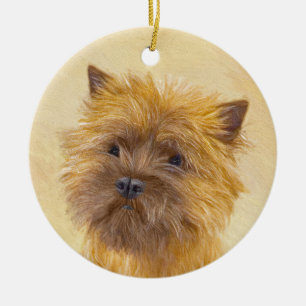 Cairn Terrier-målning - Cute Original Hund Art Julgransprydnad Keramik