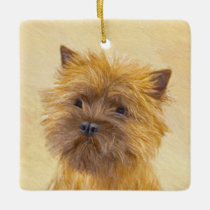 Cairn Terrier-målning - Cute Original Hund Art Julgransprydnad Keramik