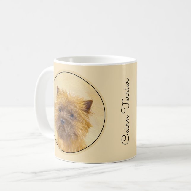 Cairn Terrier-målning - Cute Original Hund Art Kaffemugg (Framsida vänster)