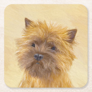 Cairn Terrier-målning - Cute Original Hund Art Underlägg Papper Kvadrat