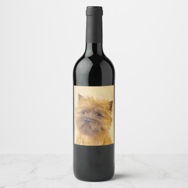 Cairn Terrier-målning - Cute Original Hund Art Vinflaska Etikett (Framsida)