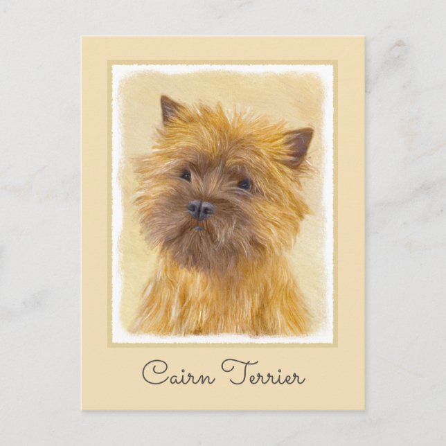 Cairn Terrier-målning - Cute Original Hund Art Vykort (Framsida)
