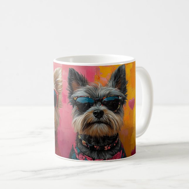 Cairn Terrier med hjärtrusor Alla hjärtans dag Kaffemugg (Framsida höger)