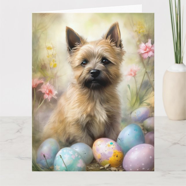 Cairn Terrier med Påskägg Helgdag Kort (Framsida)