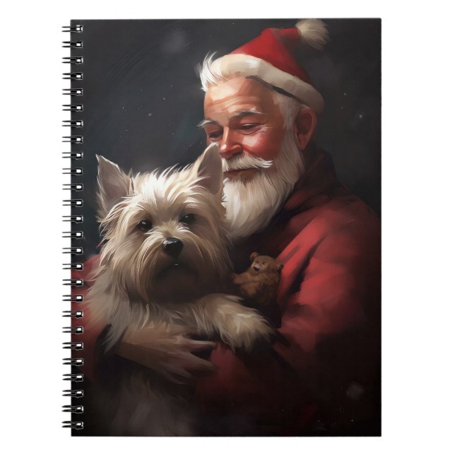 Cairn Terrier med Tomte Festiv Jul Anteckningsbok (Framsidan)