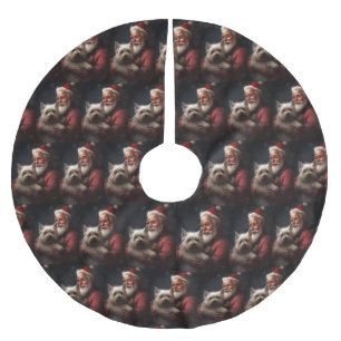 Cairn Terrier med Tomte Festiv Jul Julgransmatta Borstad Polyester