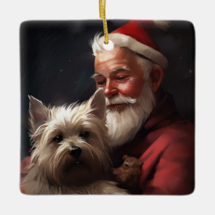 Cairn Terrier med Tomte Festiv Jul Julgransprydnad Keramik