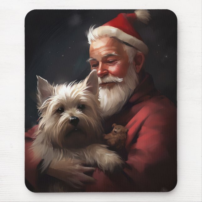 Cairn Terrier med Tomte Festlig Jul Musmatta (Framsidan)
