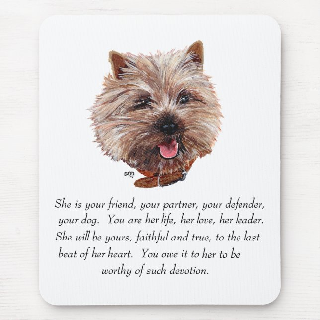 Cairn Terrier Minnesgåva - HONOR Musmatta (Framsidan)
