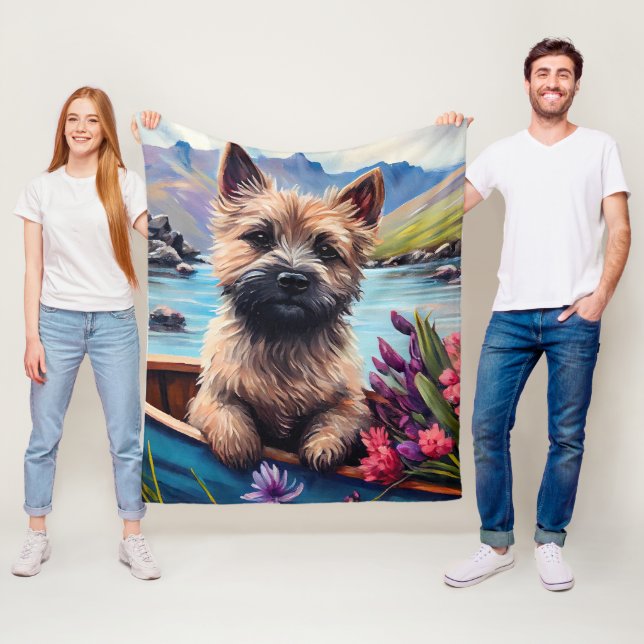 Cairn Terrier på paddel: Ett naturskönt äventyr Fleecefilt (På plats)