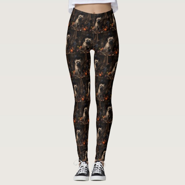 Cairn Terrier Pumpkins Halloween Scary Leggings (Framsida)