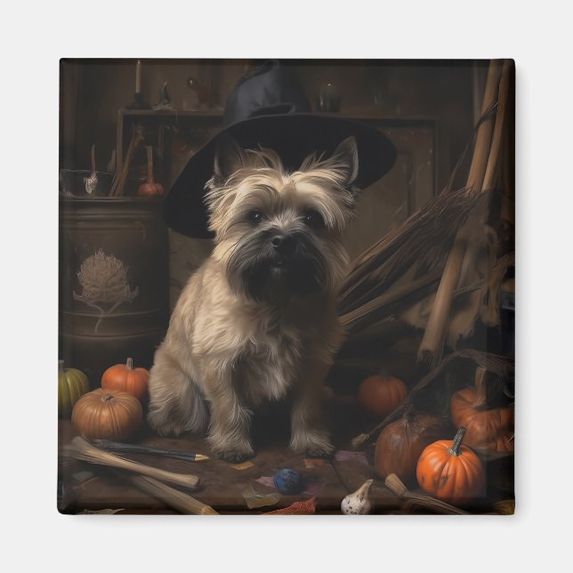 Cairn Terrier Pumpkins Halloween Scary Magnet (Framsidan)
