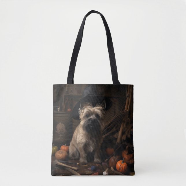 Cairn Terrier Pumpkins Halloween Scary Tygkasse (Framsida)