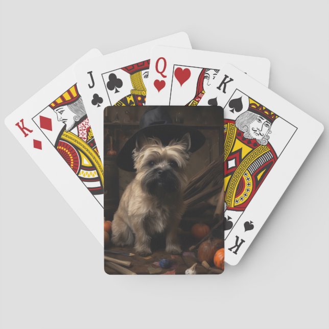 Cairn Terrier Pumpor Halloween Skräckinjagande Casinokort (Baksidan)