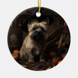Cairn Terrier Pumpor Halloween Skräckinjagande Julgransprydnad Keramik