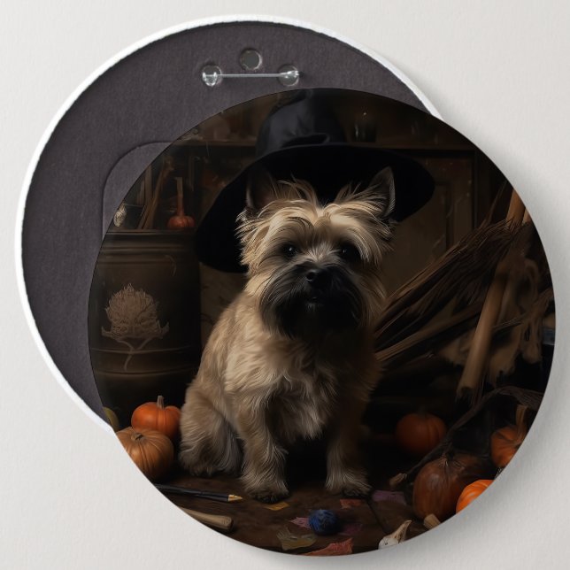 Cairn Terrier Pumpor Halloween Skräckinjagande Knapp (Framsida & baksida)