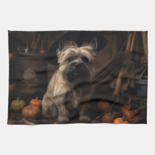 Cairn Terrier Pumpor Halloween Skräckinjagande Kökshandduk