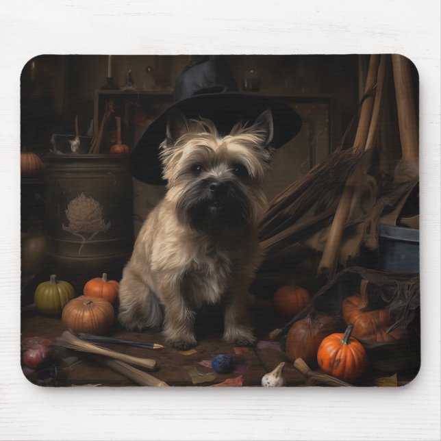 Cairn Terrier Pumpor Halloween Skräckinjagande Musmatta (Framsidan)