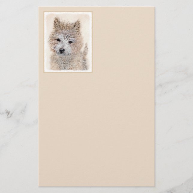 Cairn Terrier Puppy Painting - Original Hund Art Brevpapper (Framsida)