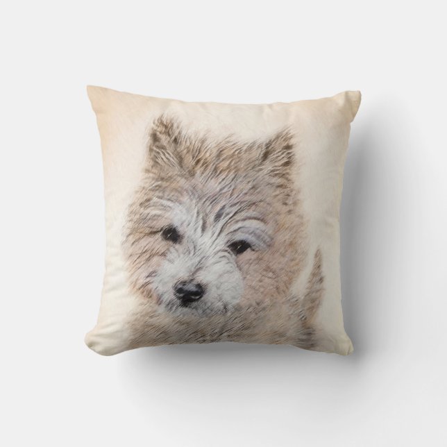 Cairn Terrier Puppy Painting - Original Hund Art Kudde (Framsida)