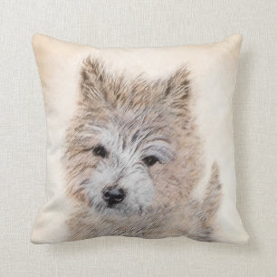 Cairn Terrier Puppy Painting - Original Hund Art Kudde