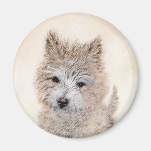 Cairn Terrier Puppy Painting - Original Hund Art Magnet