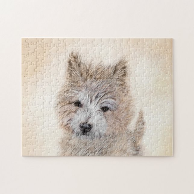 Cairn Terrier Puppy Painting - Original Hund Art Pussel (Horisontell)