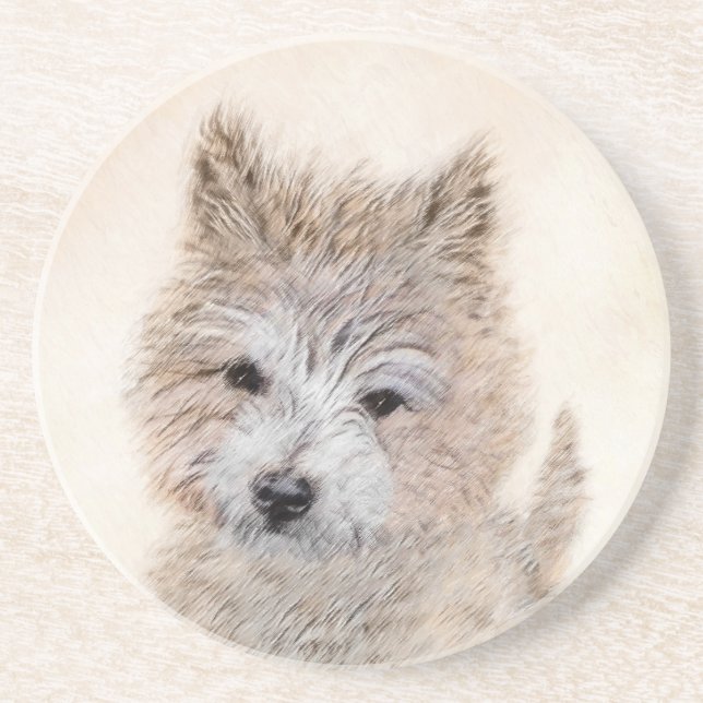 Cairn Terrier Puppy Painting - Original Hund Art Underlägg (Framsidan)