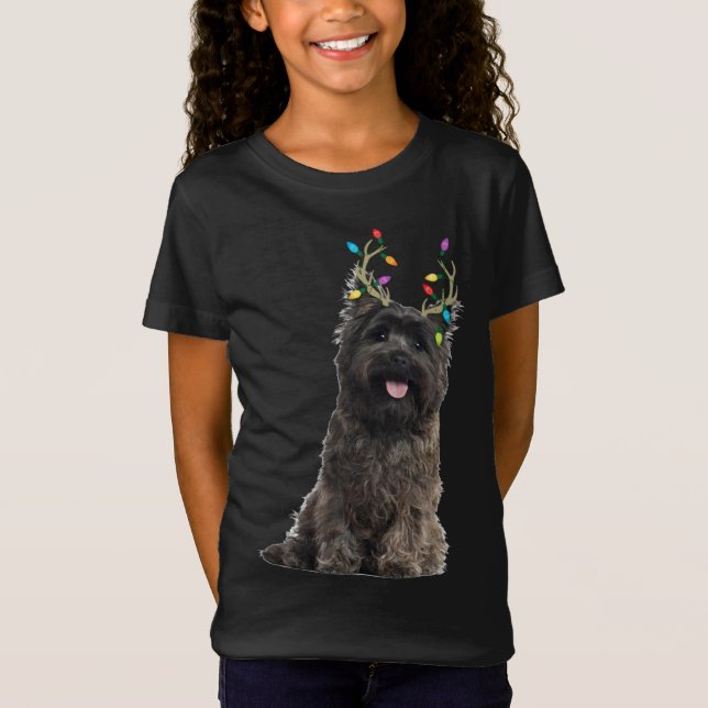Cairn Terrier Reindeer jul Hund T Shirt (Framsida)