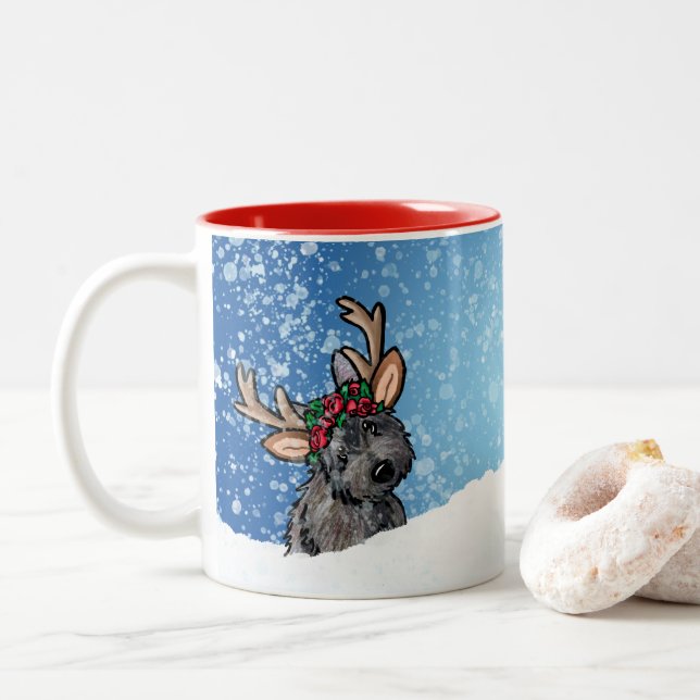 Cairn Terrier Ren Jul Två-Tonad Mugg (Med munk)