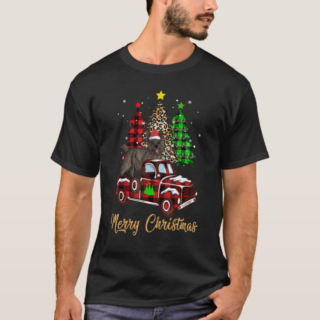 Cairn Terrier Riding Red Lastbil Julafton Merry Ch T Shirt (Framsida)