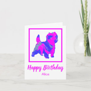 Cairn Terrier Rosa Hund Funny Birthday Card Kort