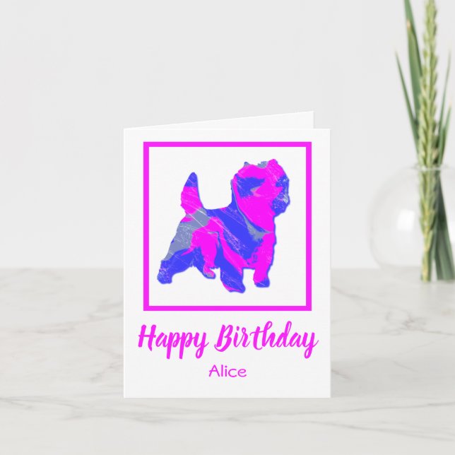 Cairn Terrier Rosa Hund Funny Birthday Card Kort (Framsida)
