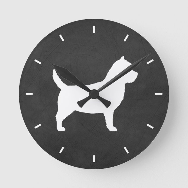 Cairn Terrier Silhouette Rund Klocka (Framsida)