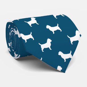 Cairn Terrier Silhouettes Mönster Blue and White Slips