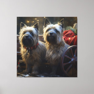 Cairn Terrier Snöig släde juldekoration  Canvastryck