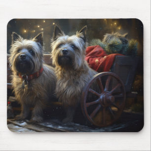 Cairn Terrier Snöig släde juldekoration Musmatta